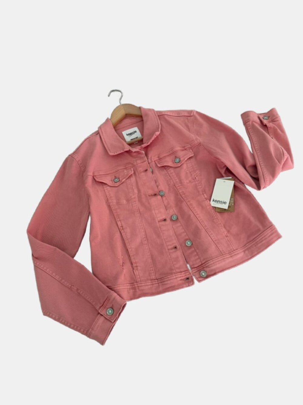 Salmon Denim Jacket From Kenzie New With Tags